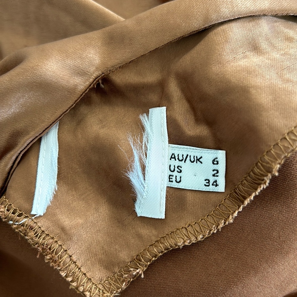 Princess Polly Alfie Copper Brown Satin Backless Square Neck Mini Dress - Picture 11 of 12